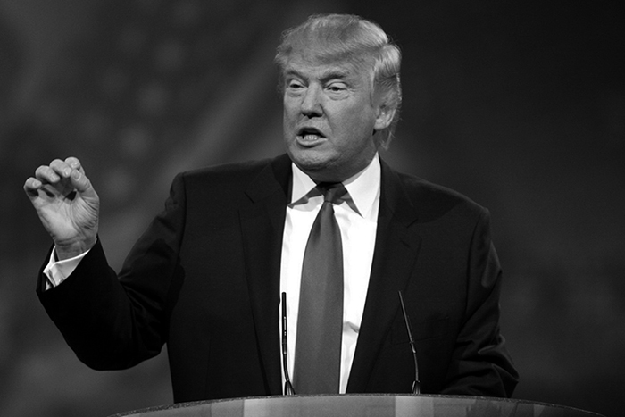 Donald Trump speaking at a campaign event during the 2016 election.
